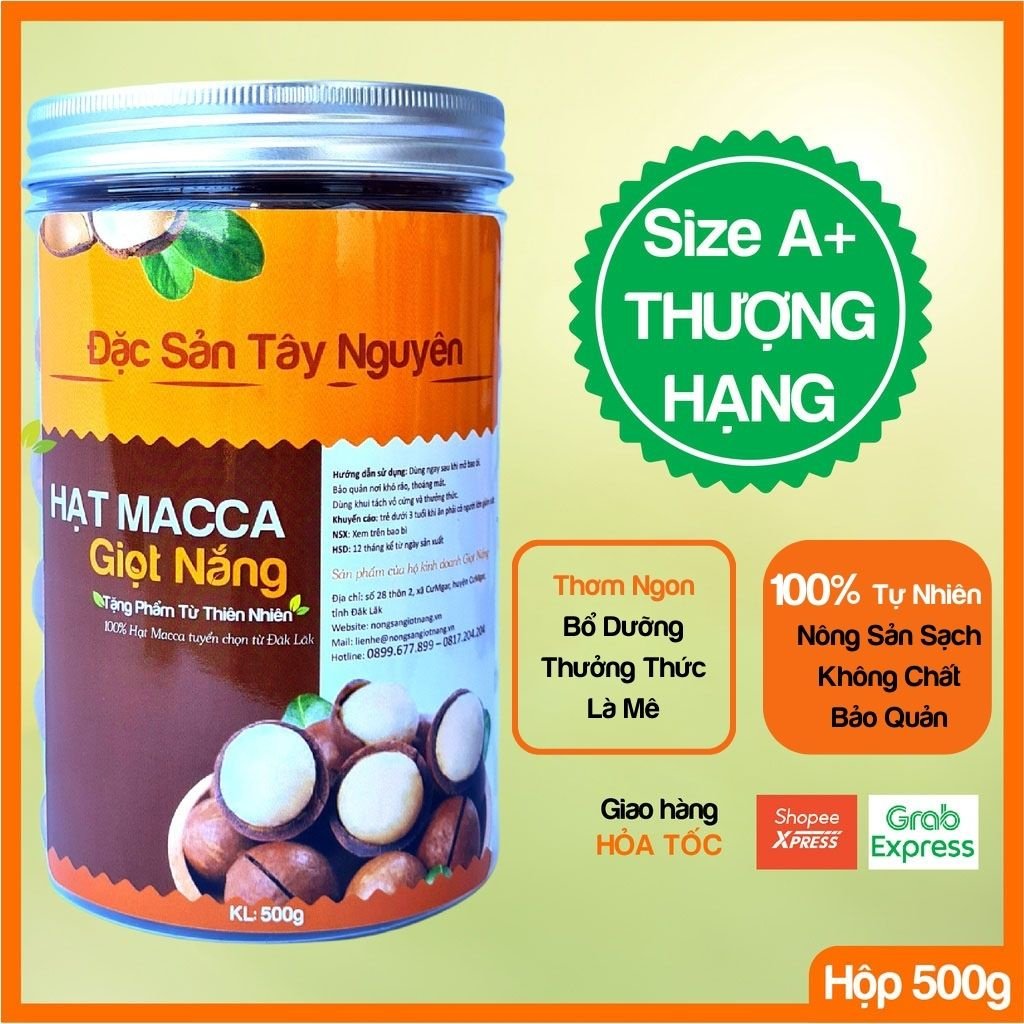 Hạt Macca nứt vỏ Đắk Lắk hộp 500gr