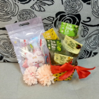 Combo 1 gói trà lẻ vị tự chọn + 10 kẹo hạnh phúc nougat vị tự chọn