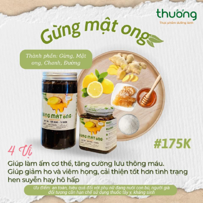 Gừng mật Ong Hũ Thủy Tinh 500ml