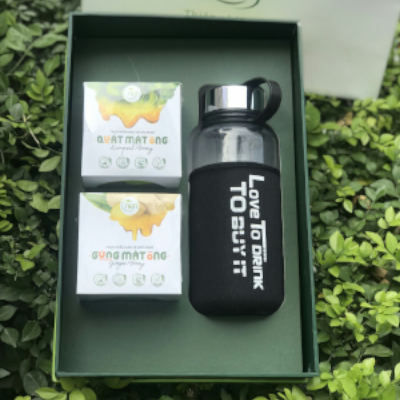 Hộp Quà Quất Mật Ong + Gừng Mật Ong + Bình thủy tinh 1L