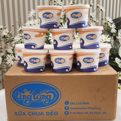 Thùng sữa chua dẻo trắng 24 cốc 120gam (tặng toping cacao và matcha)